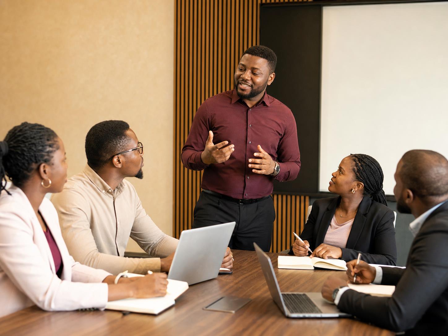 African professionals participating in a Workskill business training session